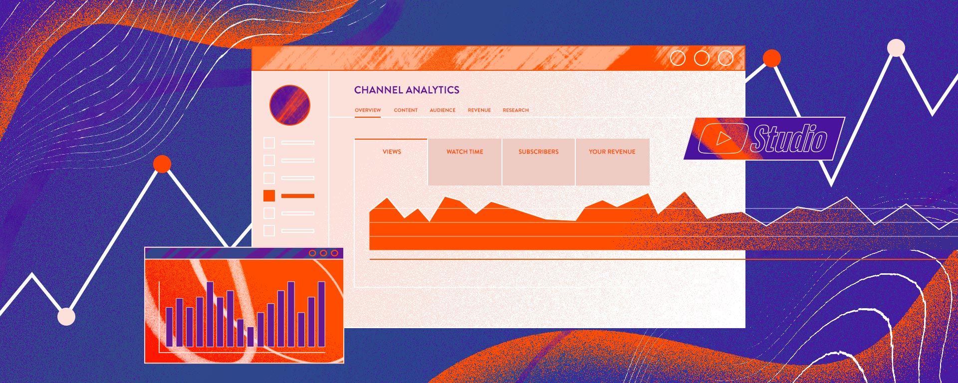Illustration of YouTube channel analytics within YouTube Studio.