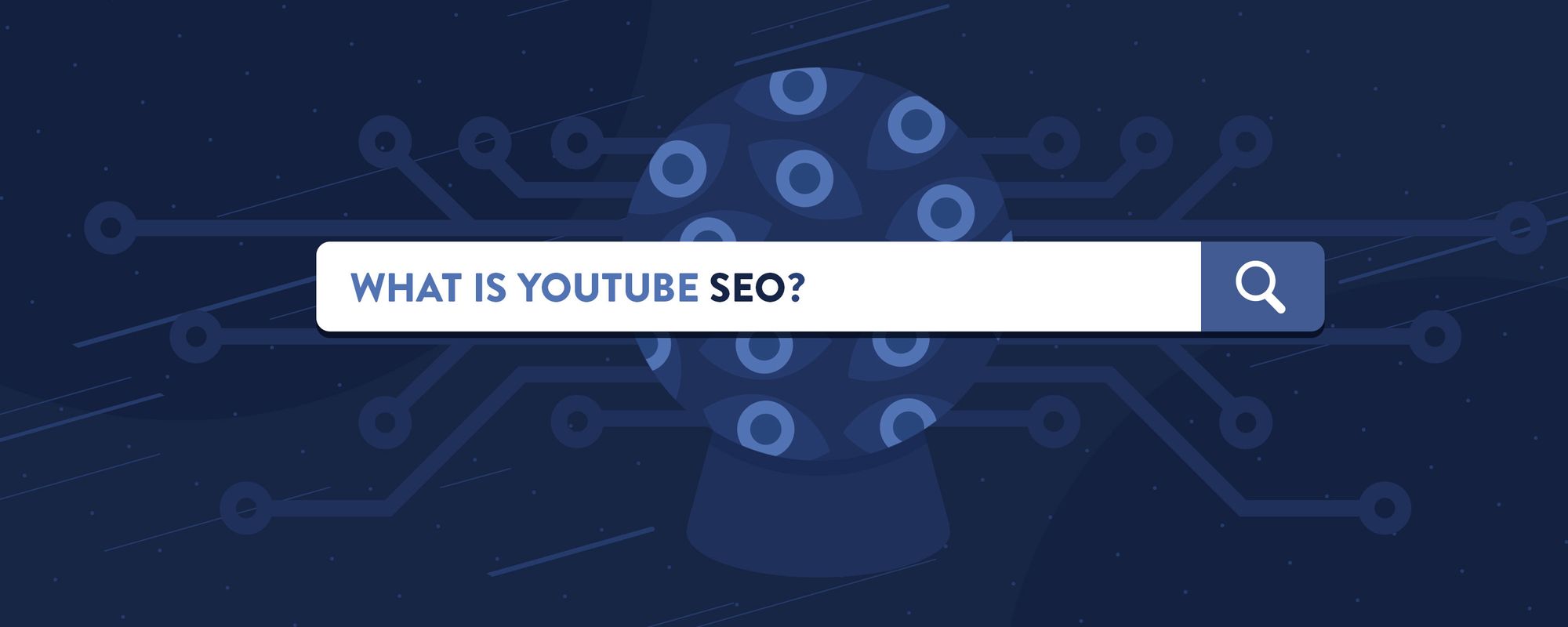 Illustration of search engine with the question 'What is YouTube SEO?'