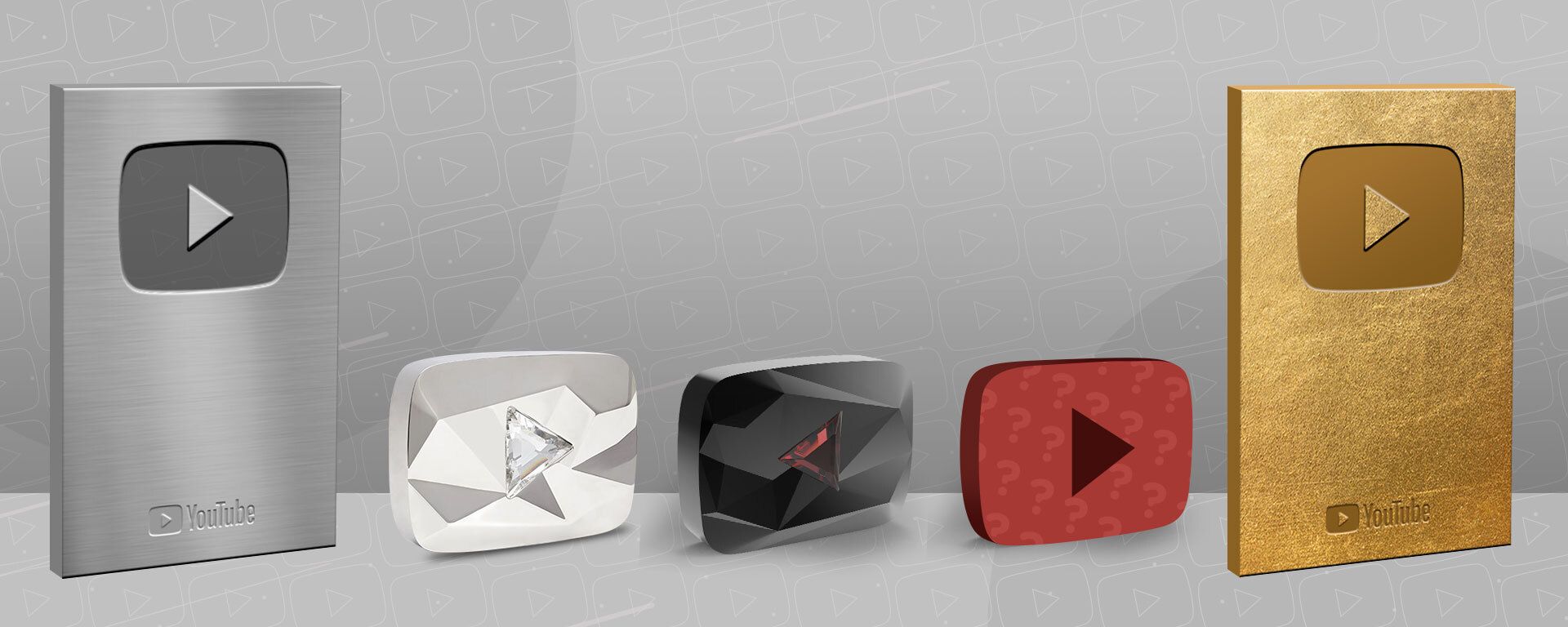 Images of each of the available YouTube Play Buttons.