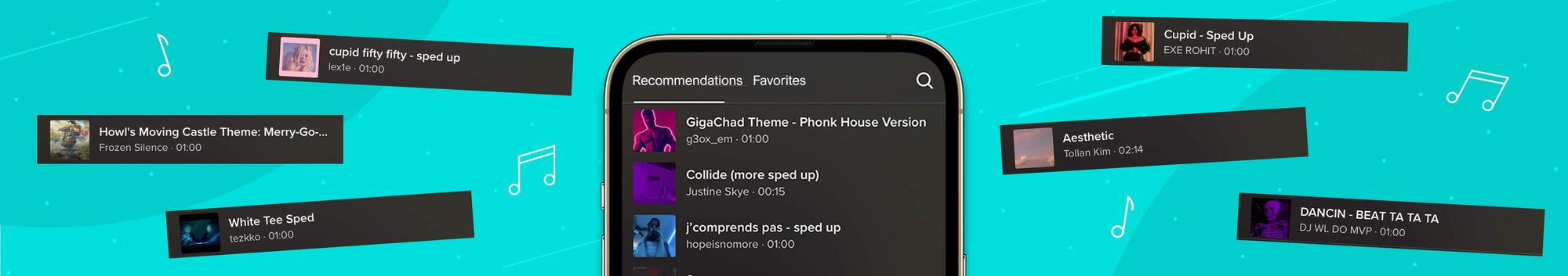 Image of TikTok interface displaying different TikTok sounds that a creator can select.