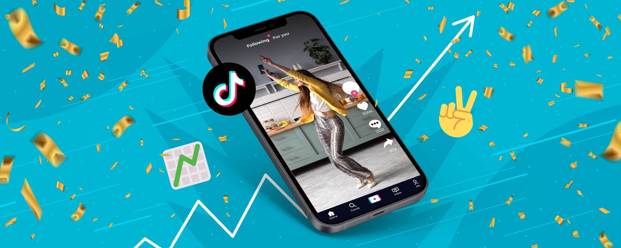 Image showing a TikTok video with icons showing that it is going viral.