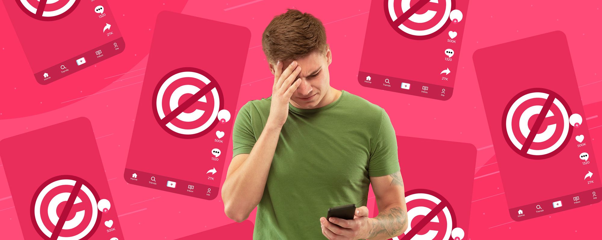 A creator looks frustrated after receiving a TikTok copyright claim.