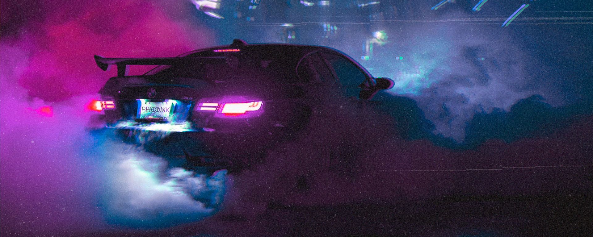 Image of a drifting car in the phonk aesthetic.