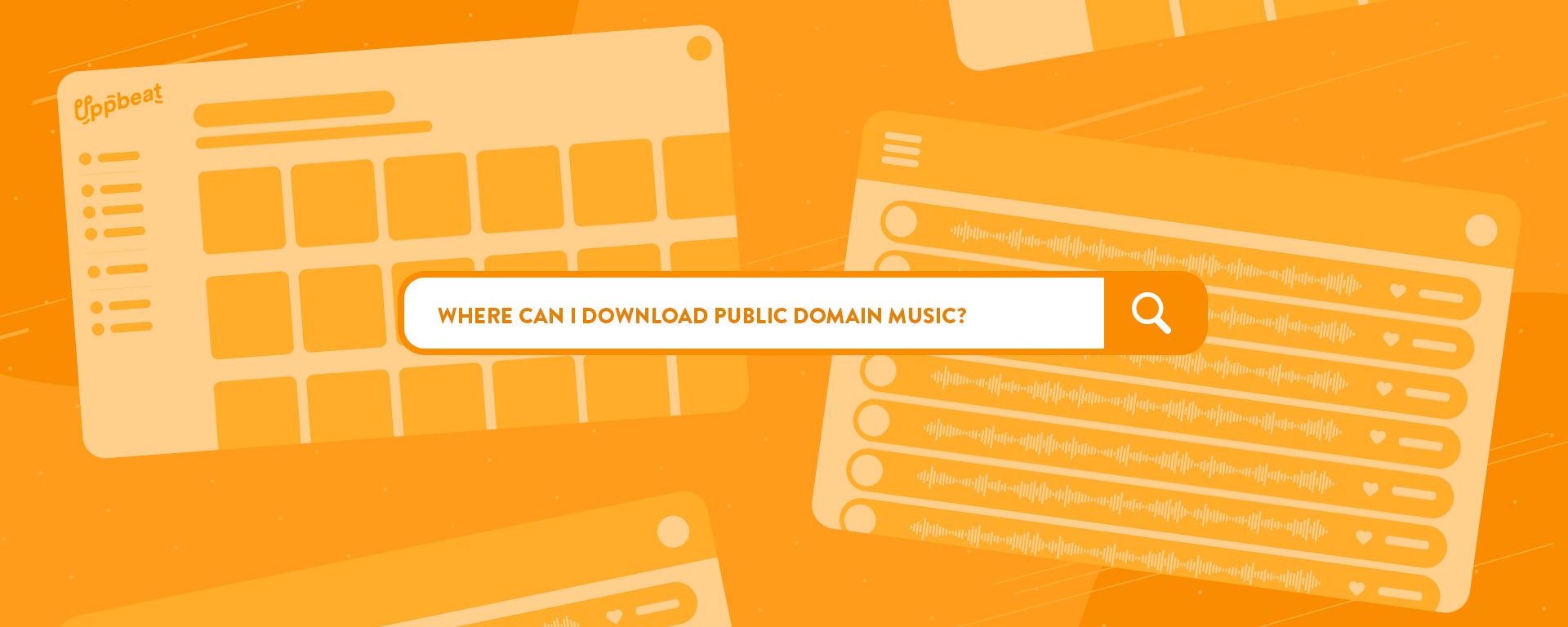Example of a search bar where a creator has typed in 'where can I download public domain music?'