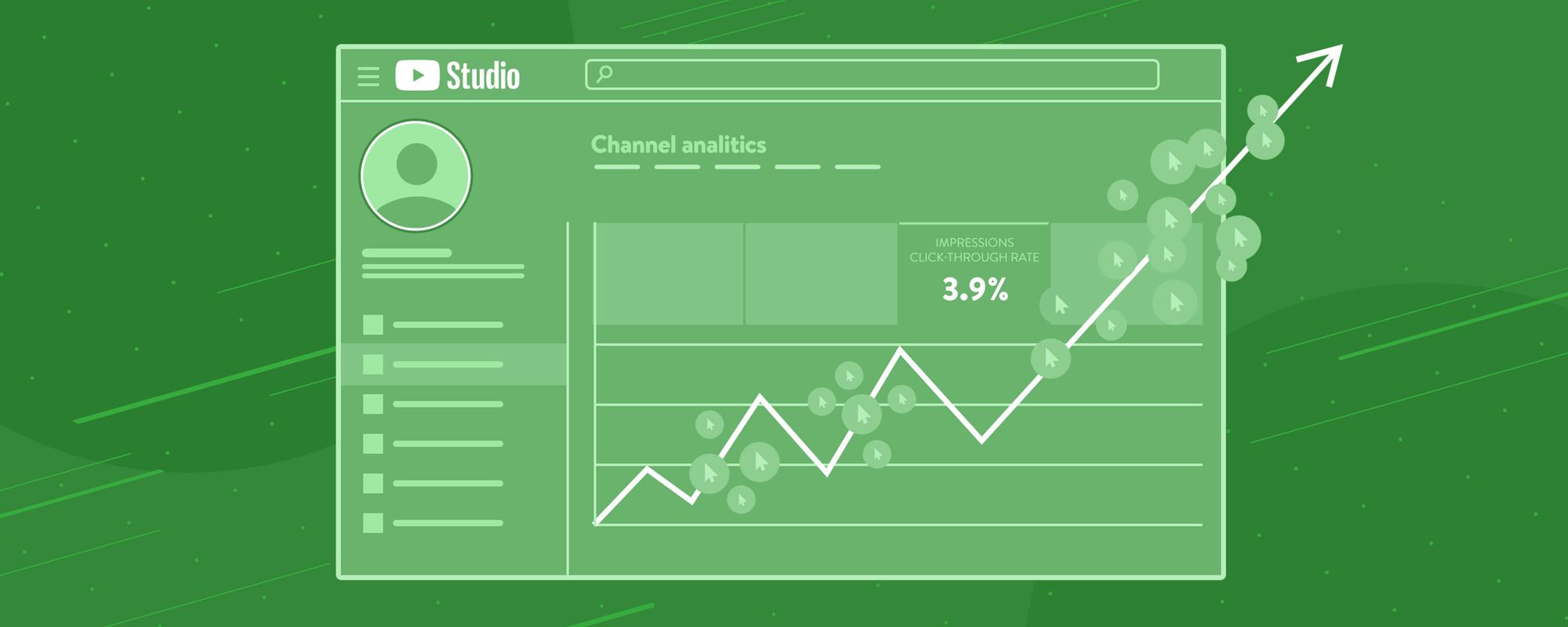 Illustration of how click-through rate is displayed in YouTube Studio.