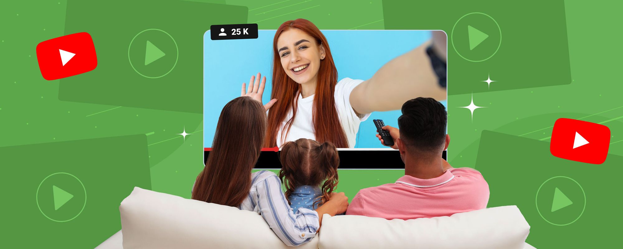 Image of a family watching a YouTube video to represent the concept of average view duration.