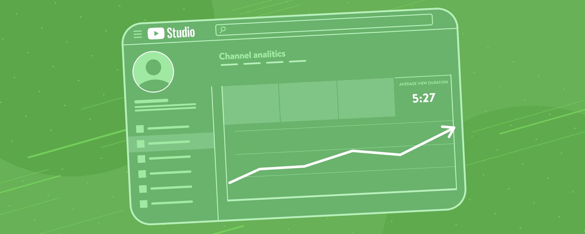 Illustration of the YouTube Studio interface showing average view duration.