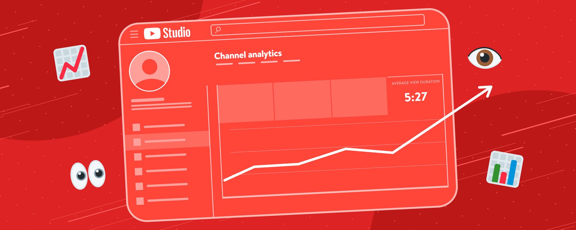 Illustration of YouTube Studio's channel analytics pages.