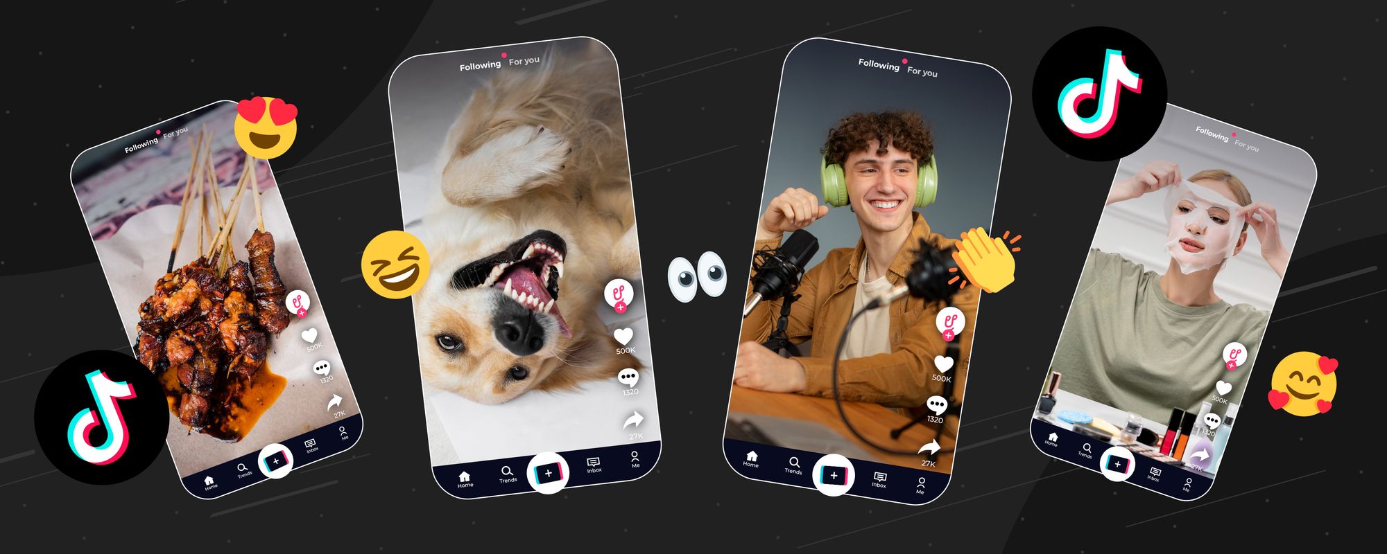 Examples of TikTok creators to show the range of content covered by the TikTok algorithm.
