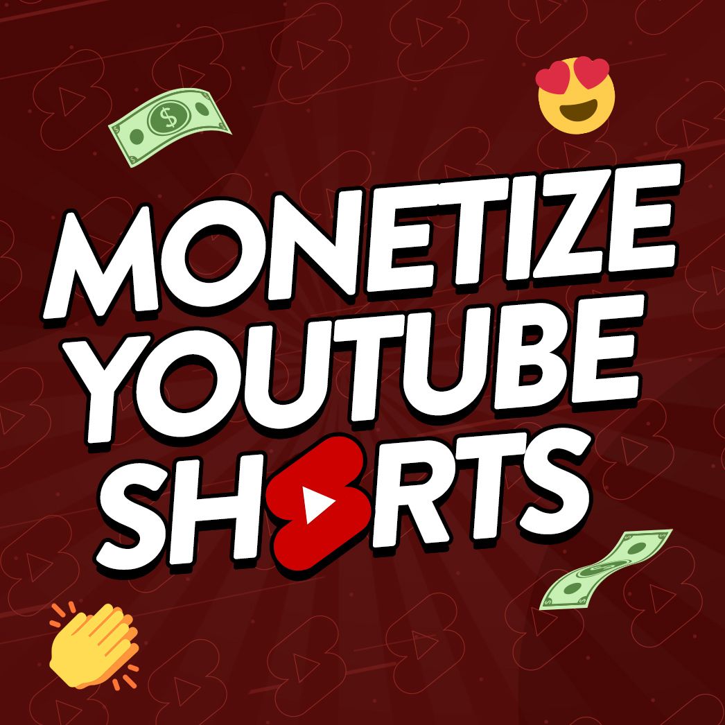Illustration of the YouTube Shorts logo with the text 'Monetize YouTube Shorts' over the top.